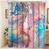 Xiaoterna Tenda da doccia in marmo Moderna Di lusso Colorata sfumatura Tenda da bagno impermeabile in marmo Arte astratta con texture ondulata dorata Tessuto Decorazione per la casa 120x200cm