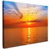 MuchoWow© Stampa Su Tela Decorazioni Pareti Canvas Grandi Dimensioni Quadri | 40x30 cm - Con Cornice Moderni Quadro Soggiorno Camera Da LettoTramonto - Mare - Cielo - Arancione - Orizzonte - Acqua