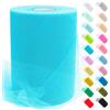 Uiopa Tulle Azzurro Lago Chiaro, 15cm x 91,4m Tulle Rotolo Tessuto Nastro Poliestere per Gonna Tutù, Decorazione per Matrimoni/Feste, Fiocco Regalo, Artigianato Fai-da-Te