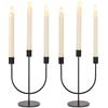 Sziqiqi Candelabro 3 Bracci, Nero, in Metallo, Lot di 2, Design Minimalista | Portacandela Moderno per Candele Affusolate, Montaggio Semplice, Candeliere per Halloween, Natale, Festa, Evento