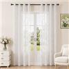Ystyle Tende per Interni in Voile 2 Pezzi, 140x280 CM, Beige | Tende Trasparenti con Motivo di Piume Argento, Tenda Semitrasparente con Anelli, Moderno per Camera da Letto e Soggiorno