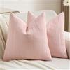 Ystyle Chenille Federe Cuscini Divano 50x50 2 Pezzi, Morbide Federa Cuscino con Texture a Righe in Rilievo, Decorativi Elegante Copricuscino Divano per Divano Soggiorno Camera, Rosa