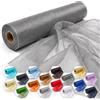 Trimming Shop, rotoli in organza trasparente come neve, 25 m x 29 cm, colore argento scuro con tessuto glitterato, perfetti come decorazioni natalizie, matrimoni o feste