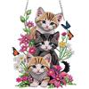 QENSPE Gatto Diamond Painting Kit Adulti, Farfalla Pittura Diamante Pendente con Catena, Speciale Forma Strass Ornamento Appendere Finestre Porta Decorazione, 20x20 cm