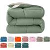 Fnyopki Piumino in Piuma d'oca per Tutte le Stagioni, Piumino Letto Matrimoniale, Piumone Invernale Leggero e Calda, Trapunta in Piuma d'oca (Light Green 150x200cm 1.5kg)
