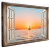 MuchoWow© Stampe Su Tela Quadro Soggiorno Quadri Camera Da Letto Moderni | 90x60 cm - Accessori Salotto Poster Da Parete Con Cornice Decorazione Muro Vista - Mare - Barca - Tramonto