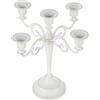 Sziqiqi Candelabro 5 Bracci, Bianco, in Zinco | Portacandela Shabby Chic per Candele Affusolate, Montaggio Semplice con Istruzioni, Candeliere per Natale, Pasqua, Matrimonio