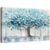 HALFLEMART Stampa su tela Con Cornice Albero della Vita Blu Verde Acqua Quadri su tela Texture Astratto Quadri Moderni Paesaggio Panoramico Moderno Soggiorno Camera da Letto Bagno Stampe da Parete 30x40cm