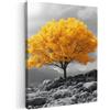 MuchoWow© Quadro Camera Da Letto Quadri Soggiorno Decorazione Parete Quadri | 30x40 cm - Moderni Su Tela Stampe Foto Con Cornice Quadretti PosterGiallo - Albero - Natura - Bianco e nero