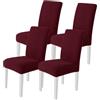 Ystyle Coprisedie Con Schienale 4 Pezzi, Elasticizzato Copri Sedie Soggiorno Cucina, Fodere Coprisedie Universale per Sala da Pranzo, Moderno Coprisedia Lavabile Estraibile, Bordeaux