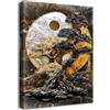 HALFLEMART Albero Qian Kun Yin Yang Quadri Moderni Quadro Cammeo di Marmo Nero Marrone Argento Stampa su Tela Con Cornice Pittura Quadri su tela Quadretti da Parete Soggiorno Camera da Letto Corridoio 40x60cm