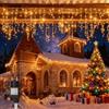 Loyyz Tenda Luminosa Natale,400LED 10M Luci Natalizie da Esterno,IP44 Impermeabile con 8 Modalità Luci Cascata Natale,Tenda Luci per Natale,Festa,Giardino e Matrimonio