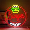 ineonlife Burger Segno al neon per la decorazione della parete Dimmerabile Hamburger Led Neon Light Signs per Burger Shop Business Food Lights Room Colorful Decor per Party Snack Shop 5V/2A USB