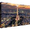 Wallazz Quadri Moderni Soggiorno Parigi, Tour Eiffel, Arco di Trionfo - 100% Made in Italy - Stampa HD su Tela Canvas - Quadro Camera da Letto - Qualità Artigianale - 50x100cm