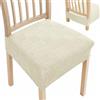 Ystyle Coprisedie Elasticizzato Universale 4 Pezzi, Beige | Fodere per Cuscini Sedie Cucina senza Schienale, Removibili Lavabili Antimacchia Resistente, Soggiorno Hotel Ristorante