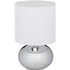 Relaxdays Lampada da Comodino con Funzione Touch Regolabile, Moderna, 3 Livelli, con Cavo, HxD: 28 x 18 cm ca., Argento