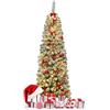 LIFEZEAL Albero di Natale con Luci Incorporate, 180 cm | Albero di Natale Slim con 350 Luci a LED, 641 Rami, Neve e Base in Metallo, Christmas Tree da Casa e Negozio