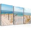 Dazzlewall 3 Pz Incorniciato Spiaggia Parete Arte Poster, Cielo Blu Mare Stampe Costiera Parete Poster per Bagno Camera da Letto Arredamento 12x16 pollice