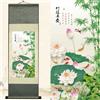 Newscz Arte da parete asiatica per camera da letto e cucina, dipinti di pergamena in seta con temi di bambù, fiori di loto, 91,4 x 30,5 cm