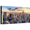 Wallazz Quadri Moderni Soggiorno New York, Skyline - 100% Made in Italy - Stampa HD su Tela Canvas - Quadro Camera da Letto - Qualità Artigianale - 70x140cm