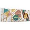 Lupia - Quadro Moderno Canvas World, Stampa su Tela, Geometrie Astratte in Verde, Rosa e Oro, Telaio in Fibra di Legno, 52x122 cm, per soggiorno, capezzale camera da letto, ufficio