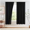 Generic Tende oscuranti per soggiorno, colore nero (107 cm di larghezza x 183 cm di lunghezza, 2 pezzi) per coprire finestre, tasca per asta, pannelli per tende leggeri, protezione