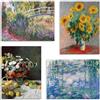 LuxHomeDecor Set 4 Quadri 40x30 cm - Stampa su Tela con telaio in legno - Claude Monet - Ninfee, Girasoli, Ponte Giapponese, Natura Morta con Fiori