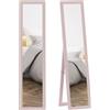 HOMCOM Specchio intero da terra 157x37cm con supporto rosa perlato chiaro | Specchio a figura intera, 3 modalità: autoportante, a parete, appoggiato, per soggiorno, ingresso, camera da letto