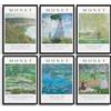 MONOKO® Monet - Set di immagini eleganti, poster vintage, stampe artistiche da parete, per soggiorno, 6 x A4, senza cornice