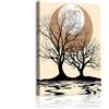 WENGTIAO Stampe su Tela Albero e Luna Incorniciati 30x40 cm | Quadro su Tela Minimaliste Albero sul Lago Pittura Quadro Moderno Soggiorno Camera da Letto Decorazioni Parete