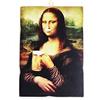 KUSTOM ART Quadro Quadretto Stile Vintage La Gioconda Monna Lisa L. Da Vinci Con Birra Stampa su Legno 18x25 cm