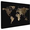 MuchoWow© Quadro Camera Da Letto Quadri Soggiorno Decorazione Parete Quadri | 60x40 cm - Moderni Su Tela Stampe Foto Con Cornice Quadretti PosterMappa del mondo - Oro - Nero - Terra - Mappamondo
