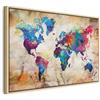 murando - Quadro Moderno Cornice Naturale, Terra, 60x40 cm | Chiodi Inclusi, 1 Pezzo, Quadri Moderni, Camera da Letto, Telaio in Legno, Mappa del Mondo, Produzione Europea