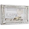 Feeby Quadro Tela Non Tessuta Cornice di legno Illusione 90x60 cm Decorazione murale Immagini Moderni Soggiorno Iscrizione D'Amore Shabby Chic beige