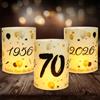 Seutgjie 12 portacandele decorativi da tavolo per 70° compleanno, Seutgjie 70° compleanno, anniversario, decorazione uomo donna 1956-2026, nero e oro, per lumini o candele