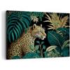 ARTTOR Quadri Moderni su Tela 120x80 cm Stampe da Parete Africa Animali - 5720 | Leopardo Giungla Tropicale Quadro Decorativo XXL 1 pezzo Soggiorno Arte da Parete Decorazione da Parete ARTTOR