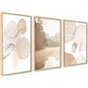 ag.art deco Set di 3 Quadri Moderni 60x80cm Senza Cornice Legno MDF Robusto | Astratto Marrone-Beige, Decorazione da Parete, per Soggiorno e Camera da Letto, Design Moderno, Vetro Protettivo, Soggiorno