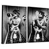 QPLGTU Poster da parete per bagno, casa e bagno, bianco e nero, decorazione per animali, foto con animali, divertente stampa animale, senza cornice (fumo, 20 x 30 cm x 2)