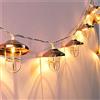 KINGCOO Paralume d'epoca Geometrica Luci Stringa,KINGCOO 3M 20LED Oro Rosa in Metallo Lanterna a pile Luci Decorative Catena Luminosa per Patio Camera Letto Giardino Festa Nozze (Lanterna)