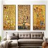 Jianghu Art 3 pannelli Gustav Klimt Bacio della vita Albero Immagini di opere d'arte - Poster e stampe Arte della parete Pittura su tela Immagini famose 40x70cmx3 Senza cornice
