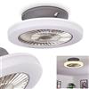 hofstein Ventilatore a soffitto LED Somalia in plastica in grigio/bianco, plafoniera LED con ventilatore, 32 Watt, Ø 50 cm, 1950 Lumen, 3000 K, azionabile