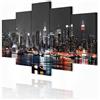 decomonkey Quadri Moderni Soggiorno New York Paesaggio, 5 pezzi, 200x100 cm | Tela strutturata su telaio in legno, decorazione da parete, natura, Quadro Stampa su Tela