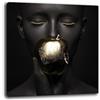 Printerland Quadri Moderni Soggiorno Donna Nera Mela Effetto Oro Quadro moderno Parete XXL grande Stampa su tela Canvas Decorazione Murale muro Arredo Camera da letto Cucina Salone Ufficio (70x70 cm, 3)