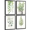 Nacnic Set 4 Quadri Botanici Boho Moderni Arredamento Salotto Camera Da Letto Cucina Bagno A4 Cornice Nera