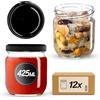 KADAX Set di 12 barattoli per conserve da 425 ml, TO82, colore nero, con coperchio a vite, ermetici, per Meal Prep, Overnight Oats, pasta acida