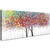 HALFLEMART Colorato albero della vita Stampa su tela con cornice Stampe da parete Astratto Pittura Quadri su tela Quadri Moderni Poster da parete Stampe da Parete soggiorno camera da letto 50x120cm