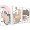 DekoArte - Quadri moderni soggiorno FLEUR 50x70 cm x3 pezzi - Quadri con cornice bianco incluso
