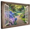MuchoWow© Quadri Moderni Soggiorno Poster Da Parete Decorazioni Muro | 60x40 cm - Salotto Quadro Grande Foto Con Cornice Stampe Su Tela Camera Da Letto Vista - Giardino - Finestra - Ortensia