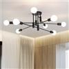 JIINOO Lampadario Lampada a sospensione moderna regolabile in altezza 8 luci Lampadario a staffa vintage industriale in metallo per soggiorno sala da pranzo camera da letto foyer, nero