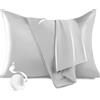 FLCA Federa 100% seta di gelso 19 momme, seta charmeuse con parte inferiore in raso setoso per capelli e pelle, 1 pz, 50 x 75 cm (Grigio)